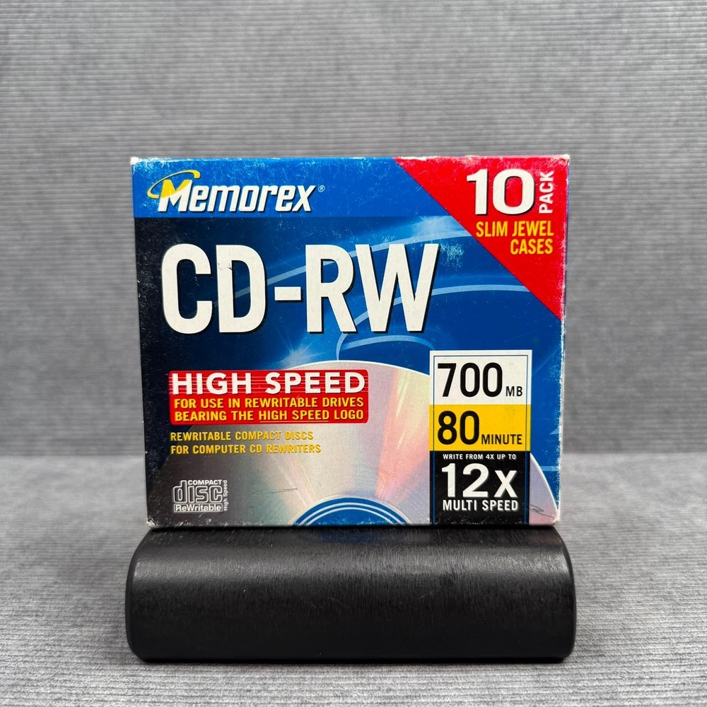 Memorex CD-RW 700MB 80 Minute 12x Multi Speed 10 Pack Slim Jewel Cases 3202 3417